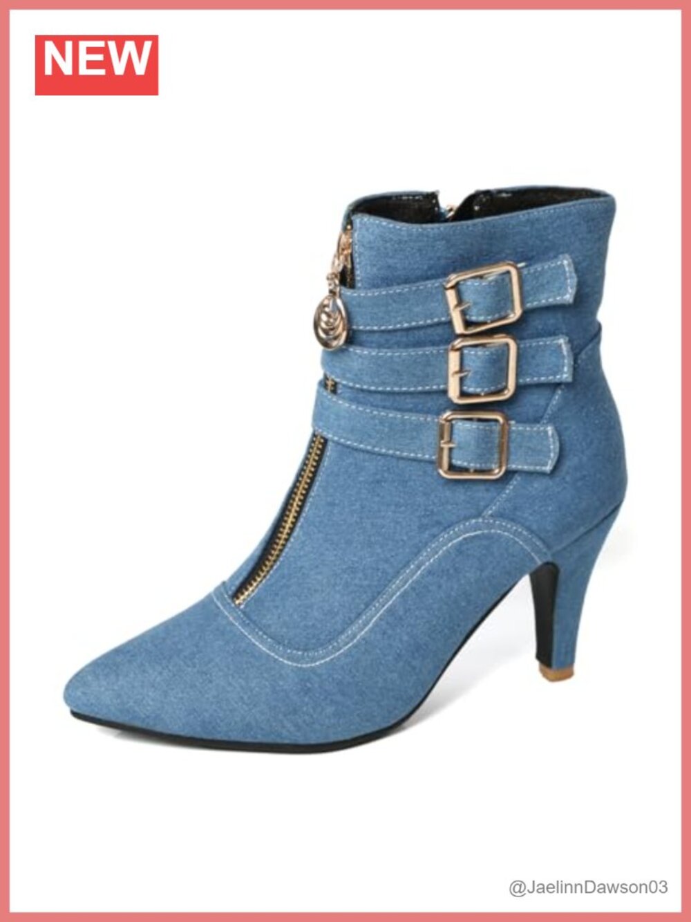 Kitten Heel Pointed Toe Ankle Booties Dressy Zip Buckle Boots